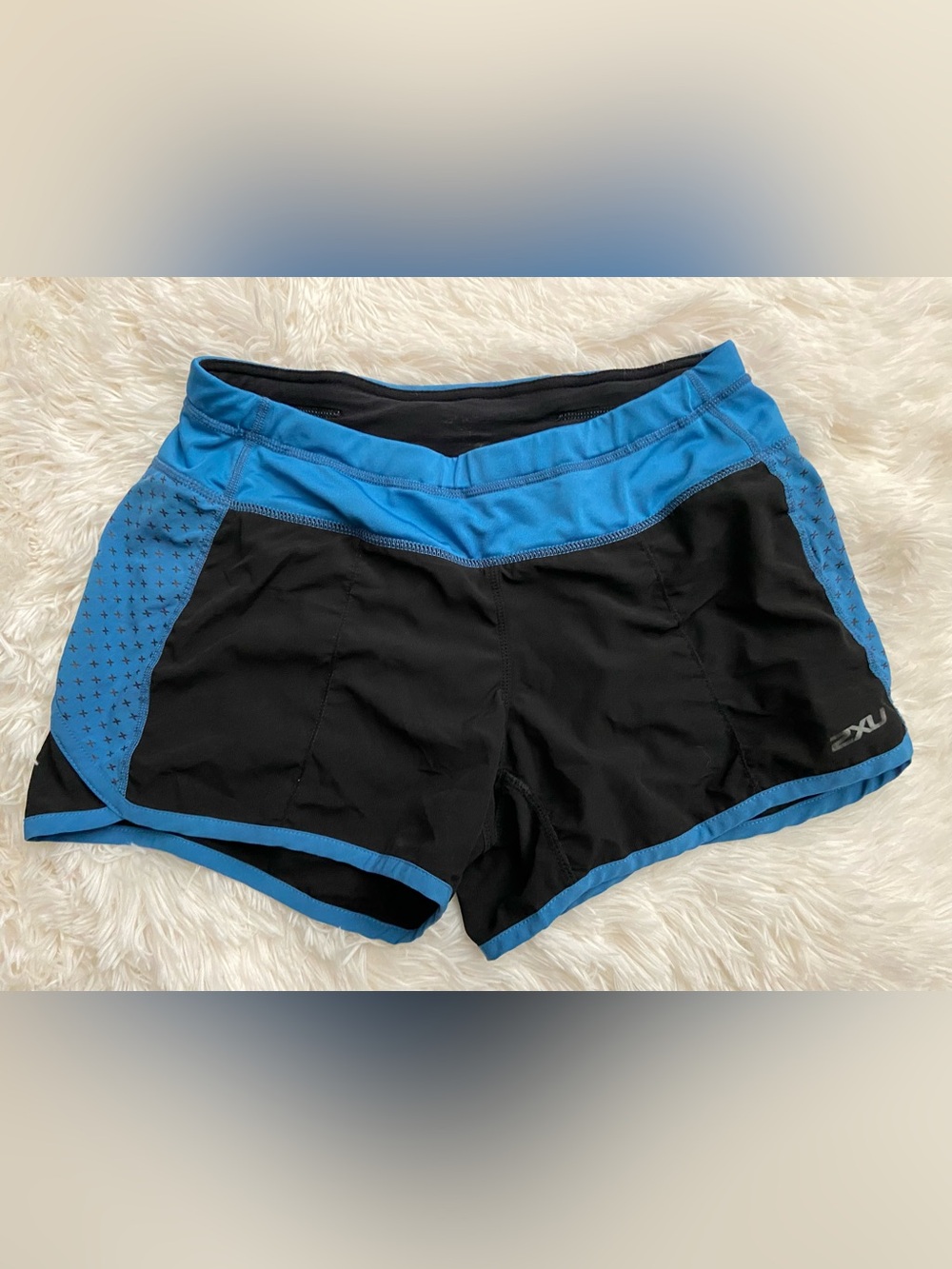 2XU Black Athletic Shorts with Blue Trim